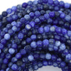 Natural Faceted Blue Sodalite Round Beads 14.5