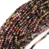 Natural Faceted Watermelon Tourmaline Round Beads 15.5