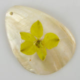 2 pieces 70mm yellow shell oval flower pendant bead