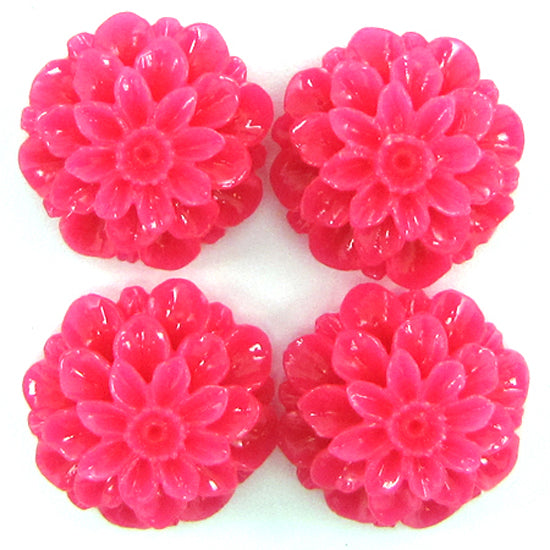20mm synthetic coral chrysanthemum flower beads 15.5" strand magenta 20 pieces