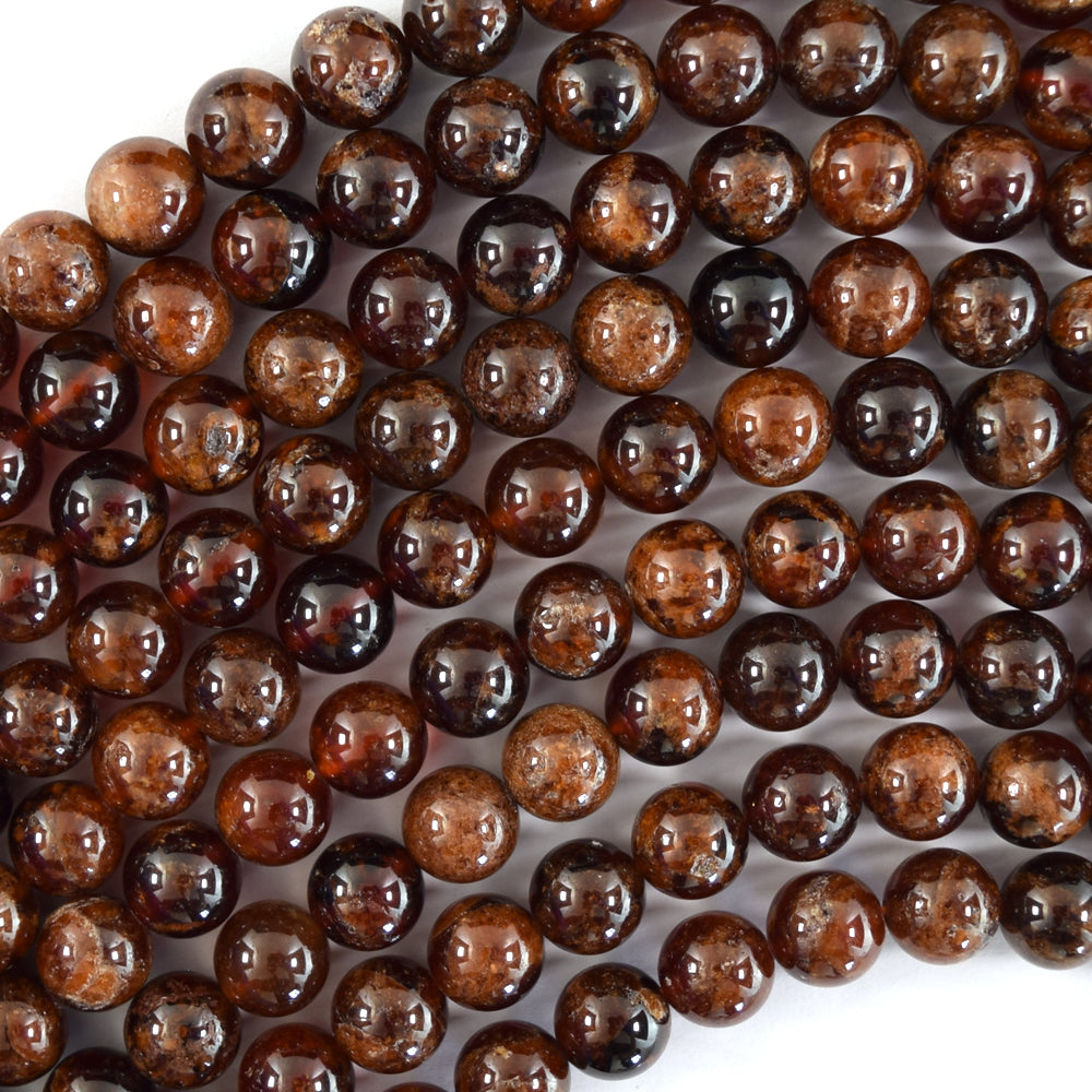 Natural Orange Hessonite Garnet Round Beads Gemstone 15" Strand 6mm 8mm 10mm