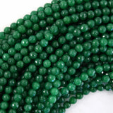 Faceted Emerald Green Jade Round Beads 15
