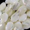 White Mother Of Pearl MOP Flat Oval Beads 15.5