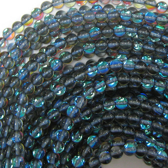 Blue Gray Mystic Aura Quartz Round Beads Gemstone 15" Strand 6mm 8mm 10mm