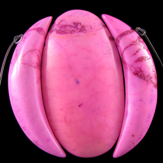 52mm pink turquoise oval pendant bead set 3pcs