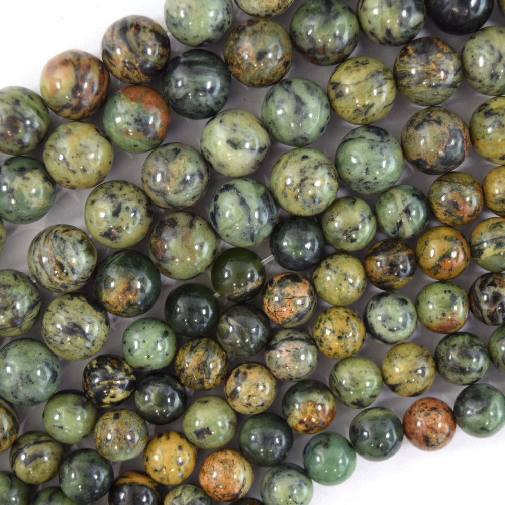 Natural Jungle Green Jasper Round Beads Gemstone 15" Strand 8mm 10mm