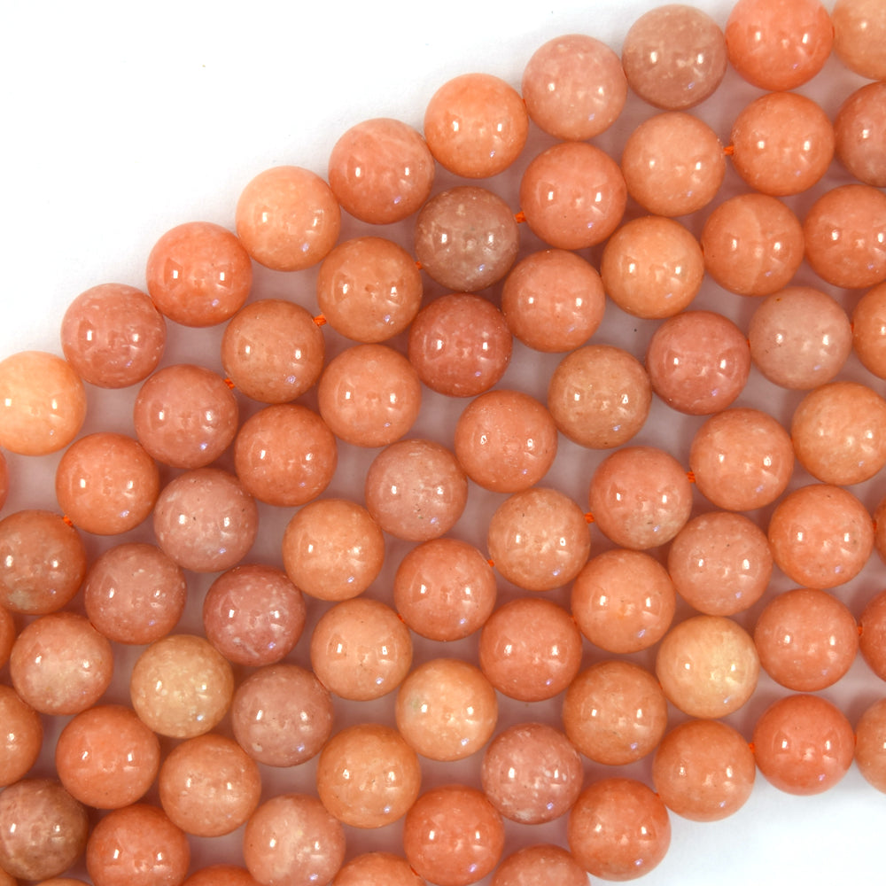 Natural Peach Orange Calcite Round Beads 15.5" Strand S1 6mm 8mm 10mm