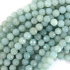 Natural Faceted Blue Amazonite Round Beads 15.5