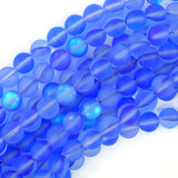 Matte Rainbow Light Blue Quartz Round Beads 15