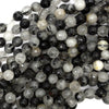 Faceted Black Rutilated Quartz Round Beads 15