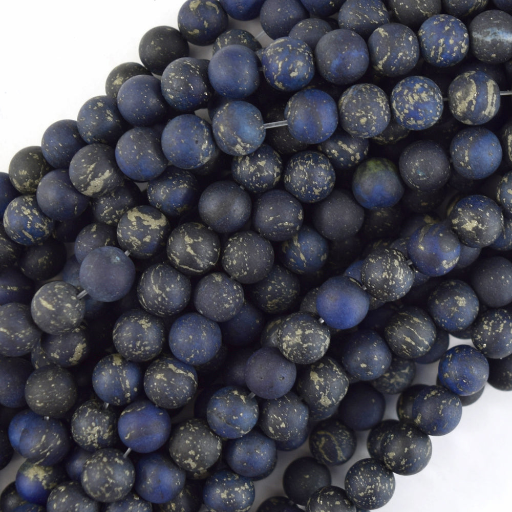 Matte Blue Lapis Lazuli Round Beads Gemstone 15" Strand 4mm 6mm 8mm 10mm 12mm