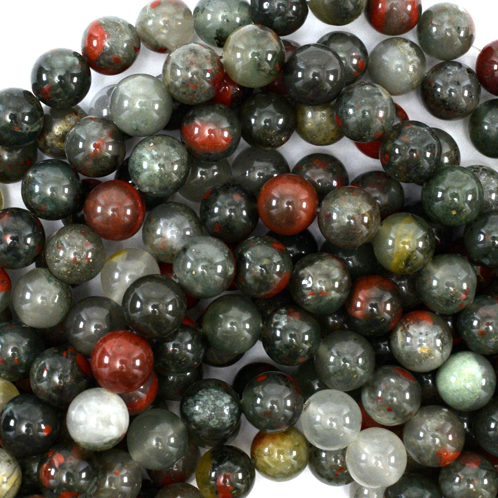Natural African Blood Agate Round Beads 15" Strand 4mm 6mm 8mm 10mm 12mm
