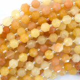 Natural Yellow Jade Prism Double Point Cut Faceted Beads 15.5