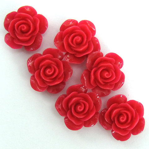 18mm synthetic coral chrysanthemum flower beads 15" strand red 20 pieces