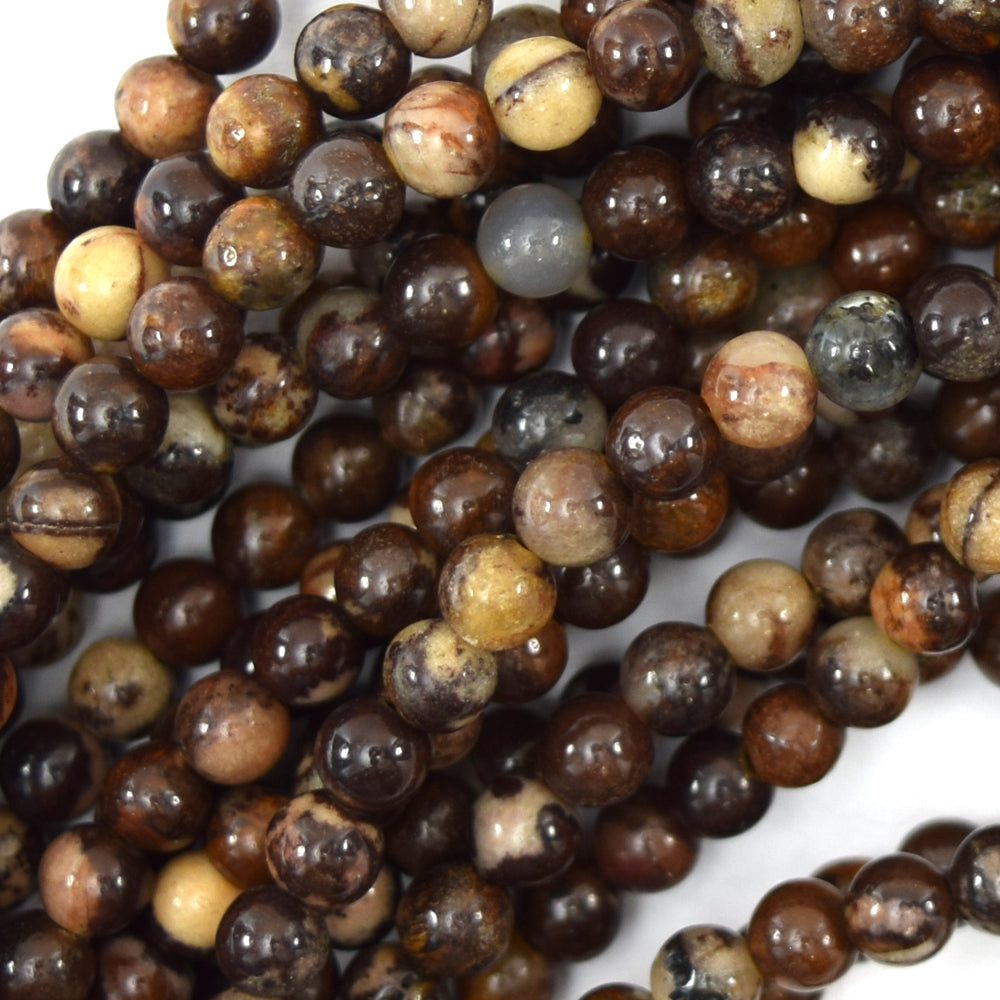 4mm natural brown outback jasper round beads 15.5" strand