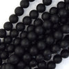 Matte Black Onyx Round Beads Gemstone 15