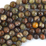 Natural Faceted Australian Flower Agate Round Beads 15