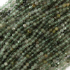 3mm faceted green rutilated quartz round beads 15.5