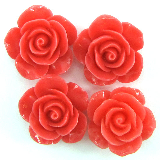 20mm synthetic coral carved rose flower beads 15" strand 20 pcs magenta pink
