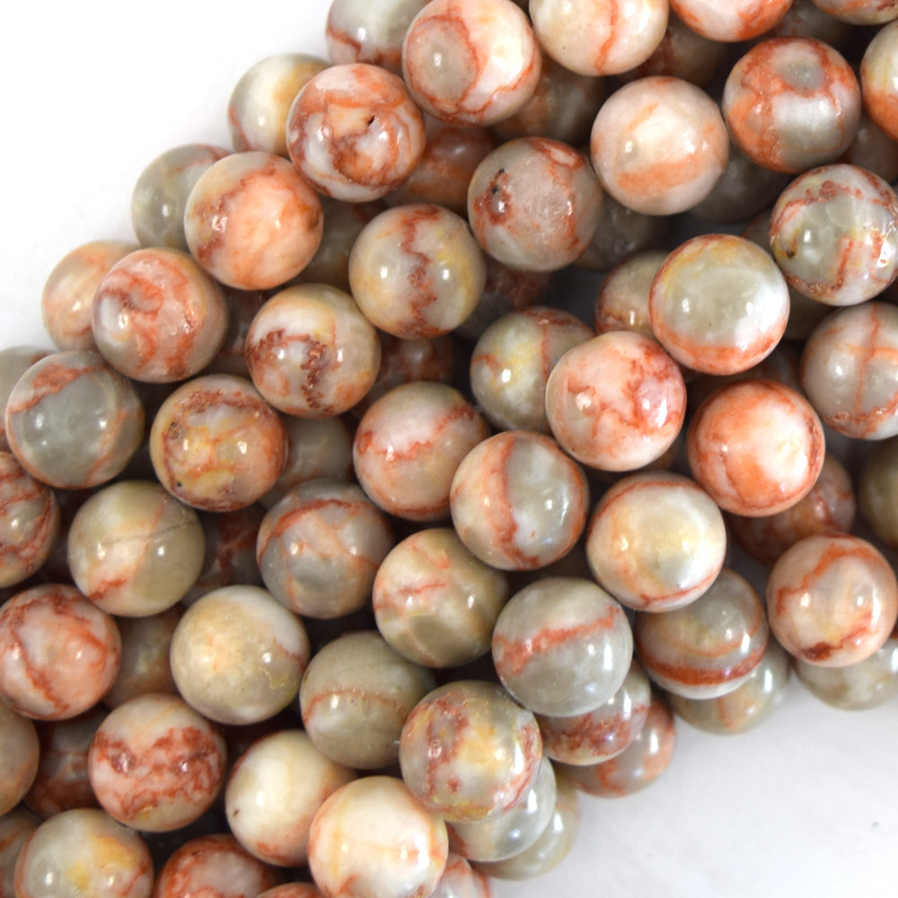 Natural Red Spider Web Jasper Round Beads Gemstone 15" Strand 6mm 8mm 10mm