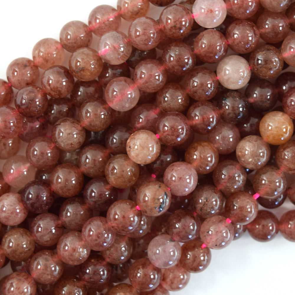 Natural Strawberry Quartz Round Beads Gemstone 15.5" Strand S2 6mm 8mm 10mm