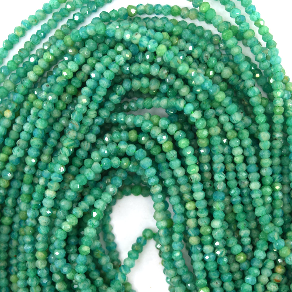 2mm - 2.5mm faceted green Russian amazonite rondelle beads 16" strand