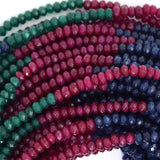 3mm faceted red blue green jade rondelle beads 14.5