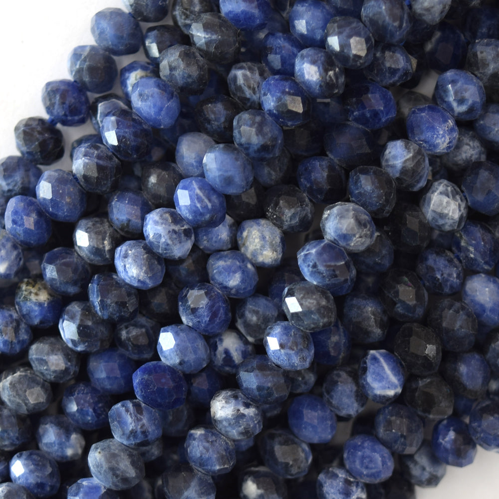 6mm faceted blue sodalite rondelle beads 15.5" strand
