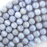 Natural Blue Lace Agate Round Beads Gemstone 15.5