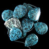 40mm blue kiwi jasper flat teardrop beads 16