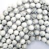 Natural Faceted White Howlite Round Beads 15.5