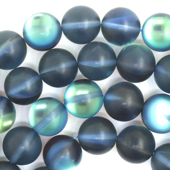 Matte Blue Mystic Aura Quartz Round Beads Gemstone 15" Strand 6mm 8mm 10mm 12mm