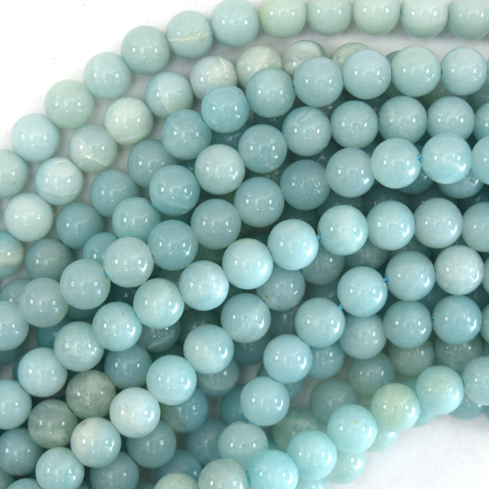 Natural Blue Amazonite Round Beads Gemstone 15" Strand 4mm 6mm 8mm 10mm 12mm