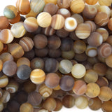 6mm matte brown stripe agate round beads 15