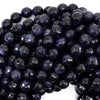 Faceted Blue Goldstone Round Beads Gemstone 14