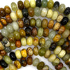 Natural Flower Jade Rondelle Button Beads Gemstone 15.5