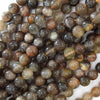 Natural Black Gray Sunstone Round Beads Gemstone 15