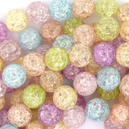 12mm multicolor crack crystal round beads 15.5" strand