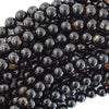 Natural Black Tourmaline Iron Matrix In Quartz Round Beads15.5
