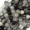 Faceted Black Rutilated Quartz Round Beads 15