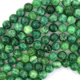 Natural Green Chalcedony Round Beads Gemstone 15.5