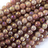 Mystic Titanium Faceted Strawberry Quartz Round Beads 15