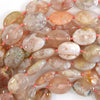 20mm natural peach cherry blossom Sukura agate flat oval beads 15