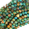 Brown Green Turquoise Round Beads Gemstone 15.5