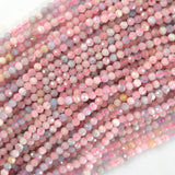 Natural Faceted Morganite Round Beads Gemstone 15.5