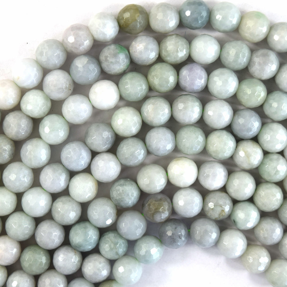 Natural Faceted L Green Burma Jadeite Jade Round Beads 15" Burmese 6mm 8mm 10mm