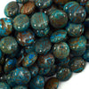 12mm brown blue turquoise coin beads 15.5
