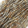 3mm faceted gray moonstone round beads 15.5