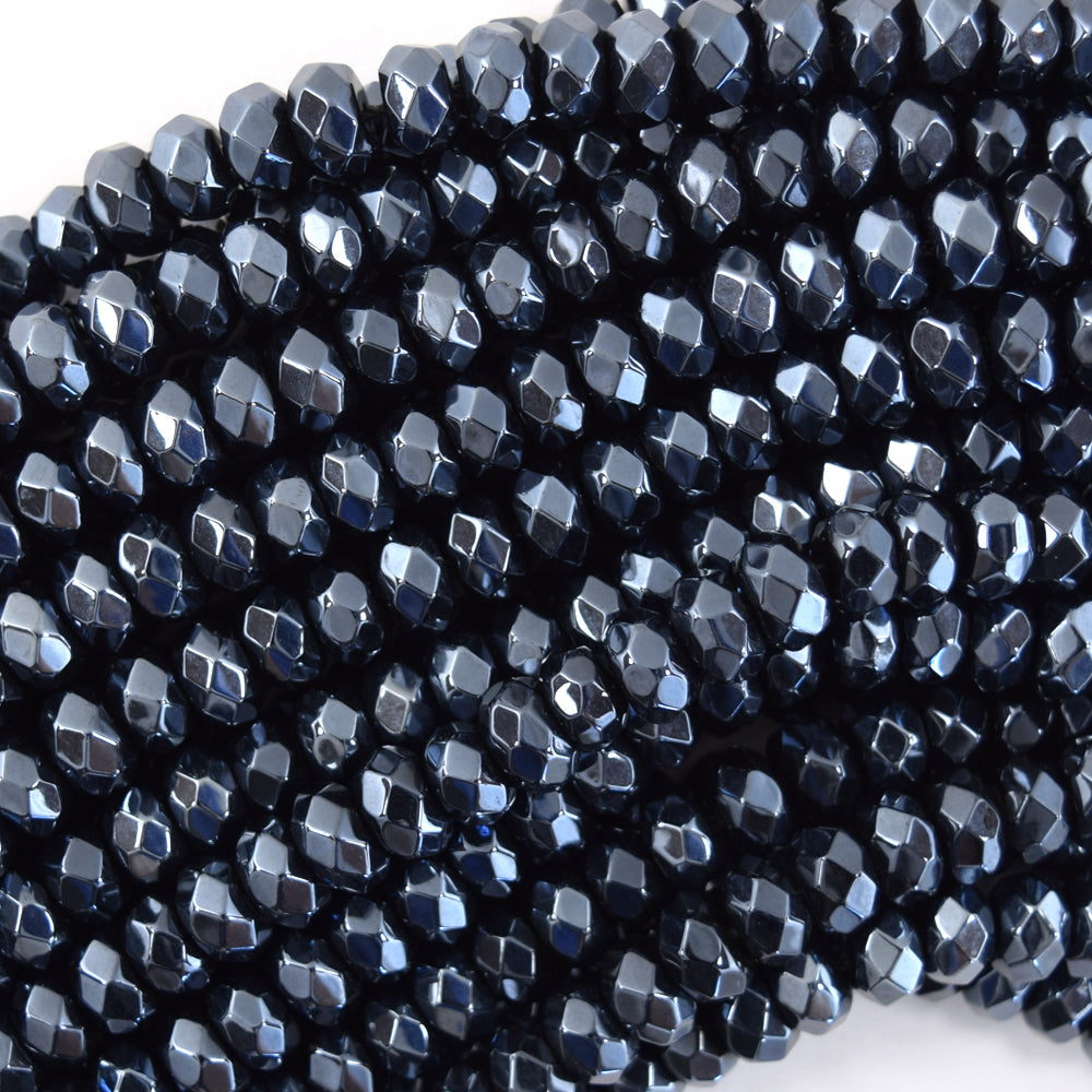 5x8mm Mystic Titanium Faceted Gemstone Rondelle Button Beads 15" Strand