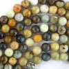 Natural Multicolor Flower Jade Round Beads Gemstone 15